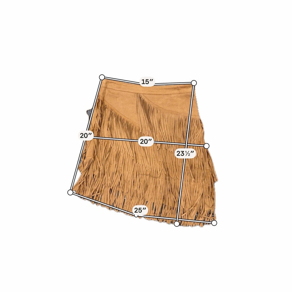 Fringed Suede Mini Skirt - Tan - Picture 6 of 6